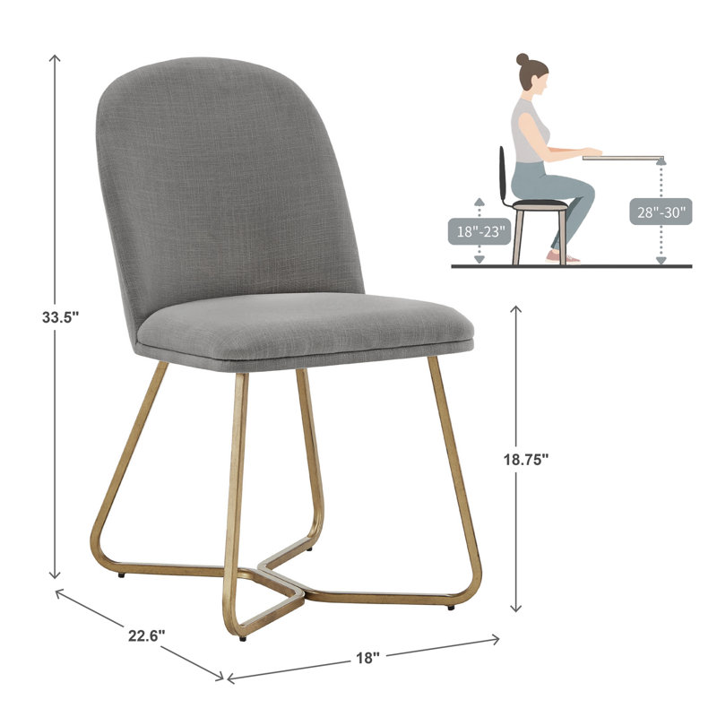 Chaise d'appoint rembourrée en lin Ainhoa, Gris