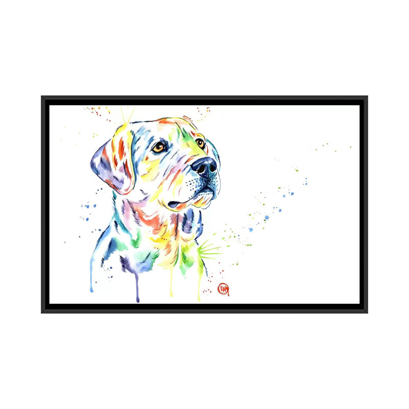 «Puppy Star» par Lisa Whitehouse, impression sur toile, H 18 po x l 26 po x P 1,5 po, Toile avec cadre noir, Pas de tapis