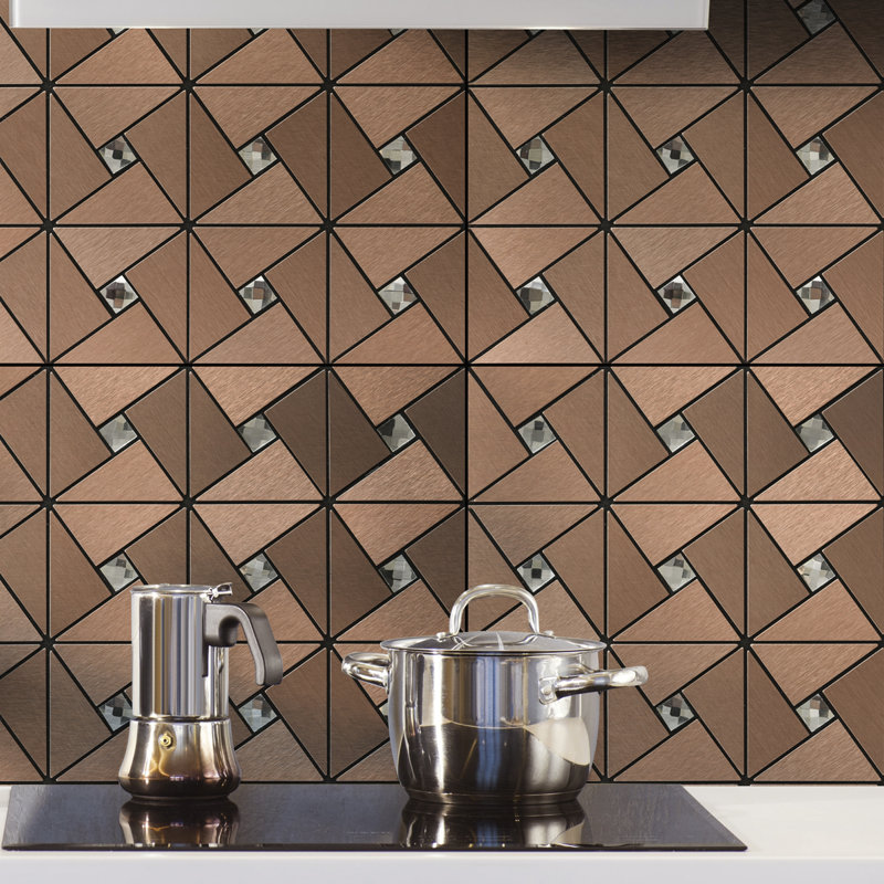 Carreau de mosaïque en aluminium pelez et collez, 11,8 po x 11,8 po, Cuivre