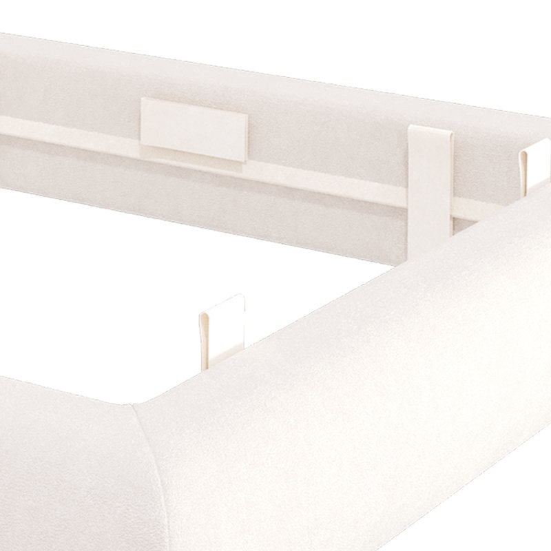 Structure de lit tapissier en velours avec tête de lit, sommier tapissier requis, Crème, King