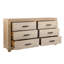 Commode en bois de pin récupéré à 6 tiroirs Roux, brun clair