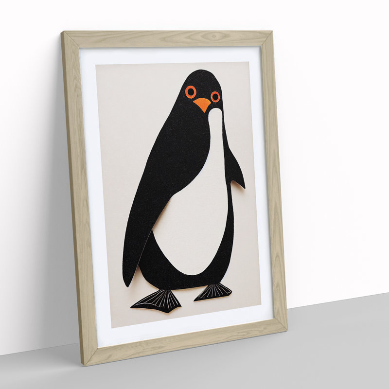 XV1022-3403X Paper Penguin No.1 - Print, Oak Framed, 66cm H x 48cm W