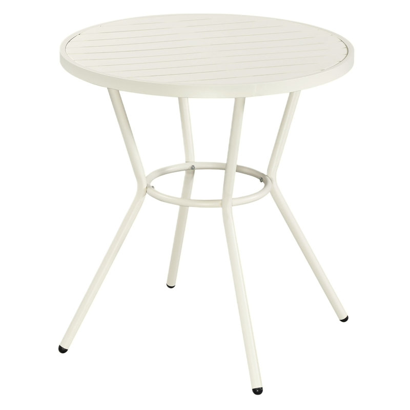 Rimini Patio Dining Set with Round Metal Table & Two Chairs, Off-White