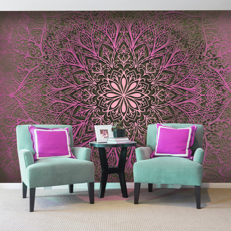 Dyontae Textured Matte Peel & Stick Mural, 245 cm x 175 cm, Purple/Pink