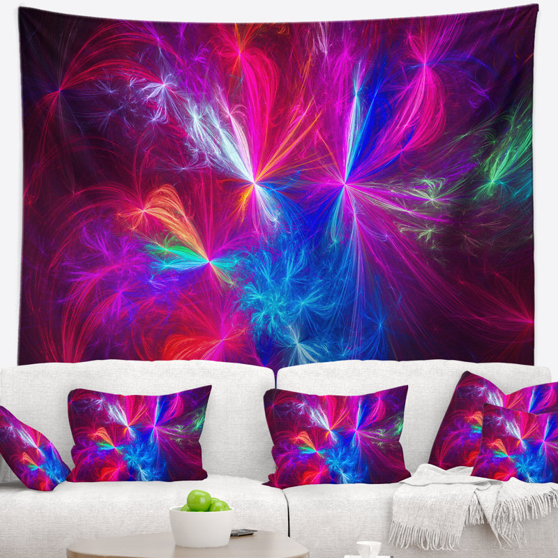 Tapisserie rouge de feux d'artifice de noël, H 78 po x l 92 po