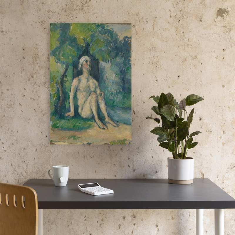 Baigneuse assise près de l'eau, 1876, estampe d'art mural abstrait contemporain, H 18 po x l 12 po