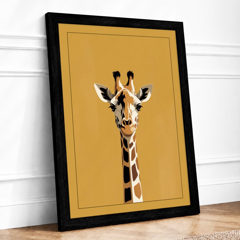 Giraffe Portrait Modern - Framed Print, A3 - 42.0 x 29.7 cm, Black