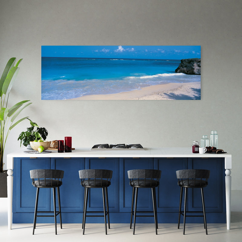 Ginger Bay, Barbade paisible, serein, abstrait, palmier, plage, art mural tropical, H 60 po x l 20 po