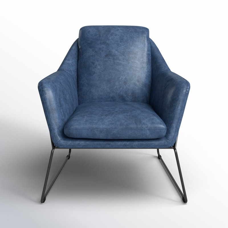 Greer Armchair, Blue Genuine Leather
