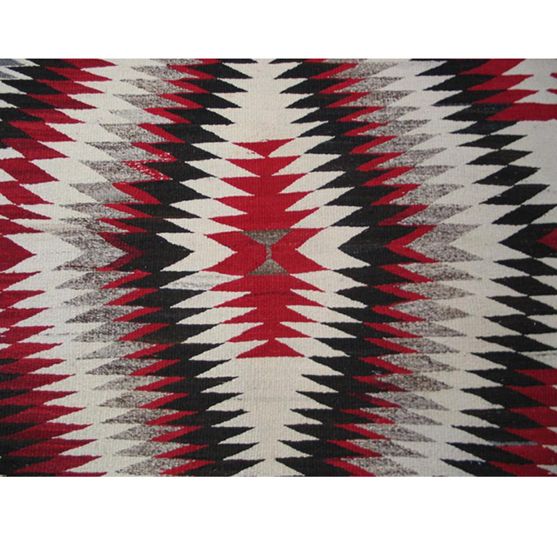 Tapis Navajo antique de couleur ivoire et rouge avec des losanges