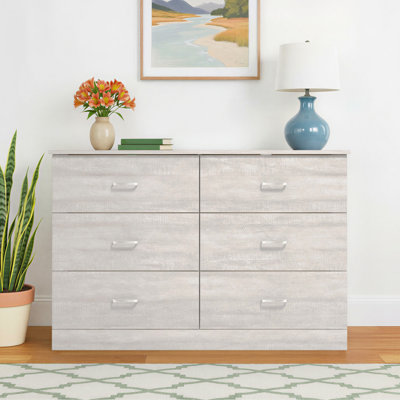 Allyannah 47" W 6-Drawer Manufactured Wood Double Dresser with Interlocking Drawers