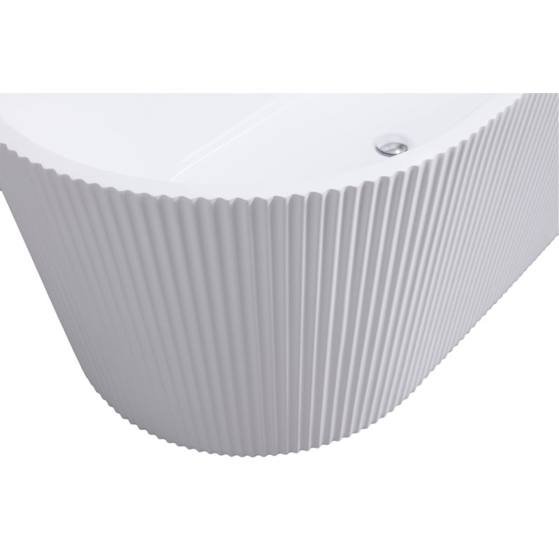59"Linear Acrylicfreestanding Bathtub Stand Alone Soaker Tub, Glossy White Acrylic, POP-UP Chrome Drain, Cupc Certified