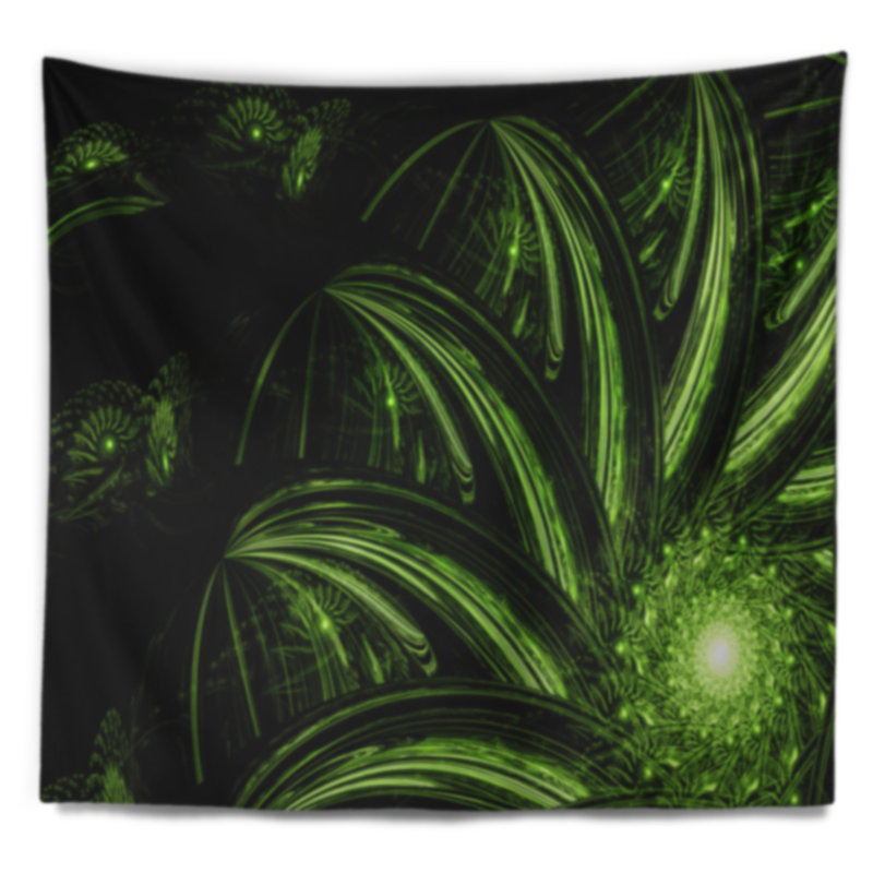 Tapisserie florale étrange fleur verte, H 78 po x l 92 po