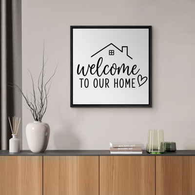 Welcome To Our Home House Outline Minimalist Farmhouse Framed Canvas Master Bedroom Wall Art Work Print