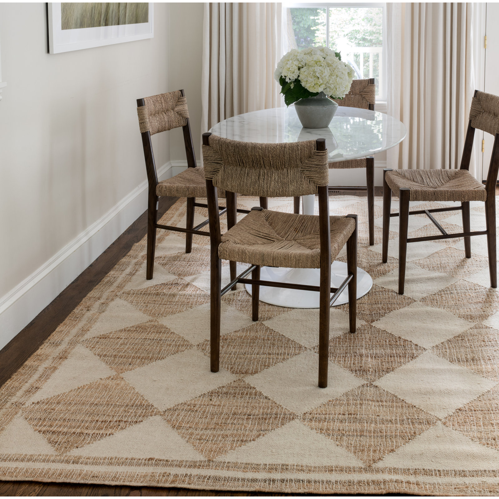 Orchard Ivory Hand-Woven Geometric Jute Rug, Rectangle 9' x 12'