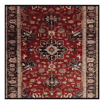 Machine Washable Persian Black Area Rug