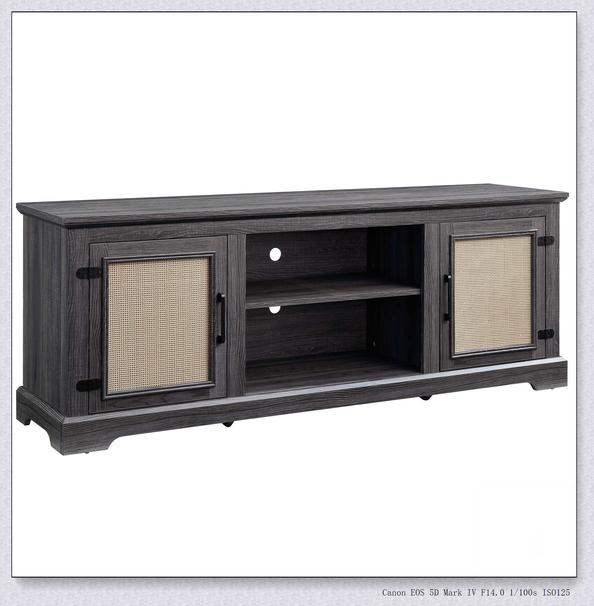 Dakota Fields Farmhouse Rattan TV Stand Console Table for TVs up to 70 ...