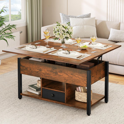 Afeez Lift Top Coffee Table with Storage，Extendable Coffee Table Centre Table for Living Room