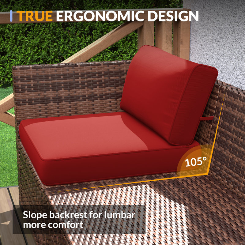 Cawanna 6 - Person Modular Patio Conversation Set with Cushions, Dark Red, No