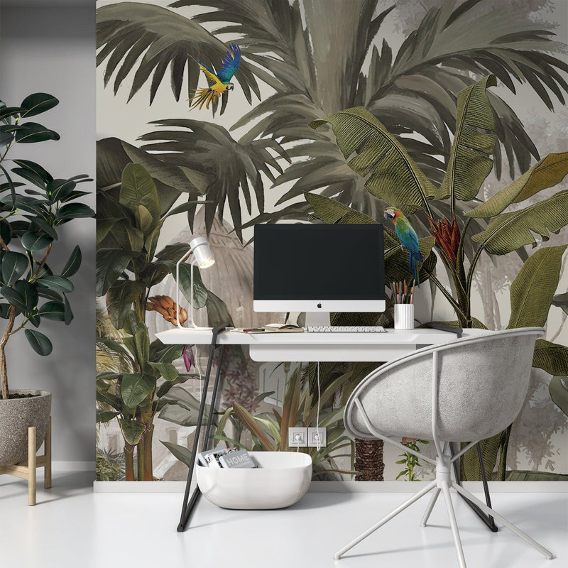 Papier peint amovible à motif de plantes tropicales dans la jungle, L 98,04 po x l 150 po