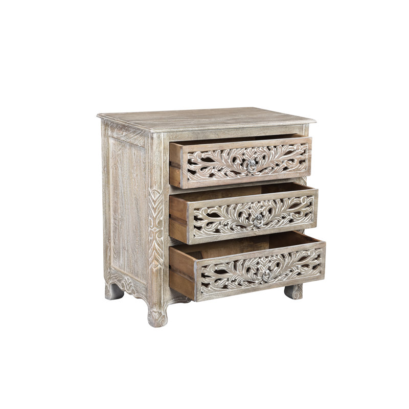 Harleen 30'' W Solid Wood Nightstand, Limestone Beige