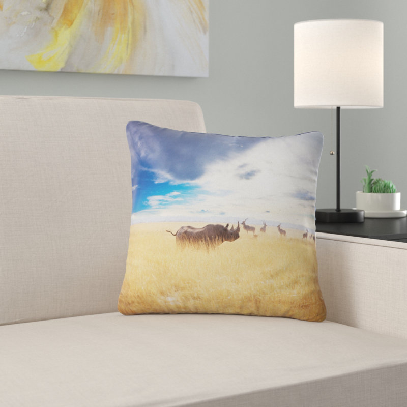 Oreiller énorme rhino avec coussin de mer antelopes, 16 po x 1 po, Coussin décoratif