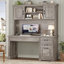 Bureau d'ordinateur de ferme avec huche et 3 tiroirs, bureau de direction de 47,2 po avec tiroirs de rangement, bureau en bois avec prise de courant pour bureau à domicile