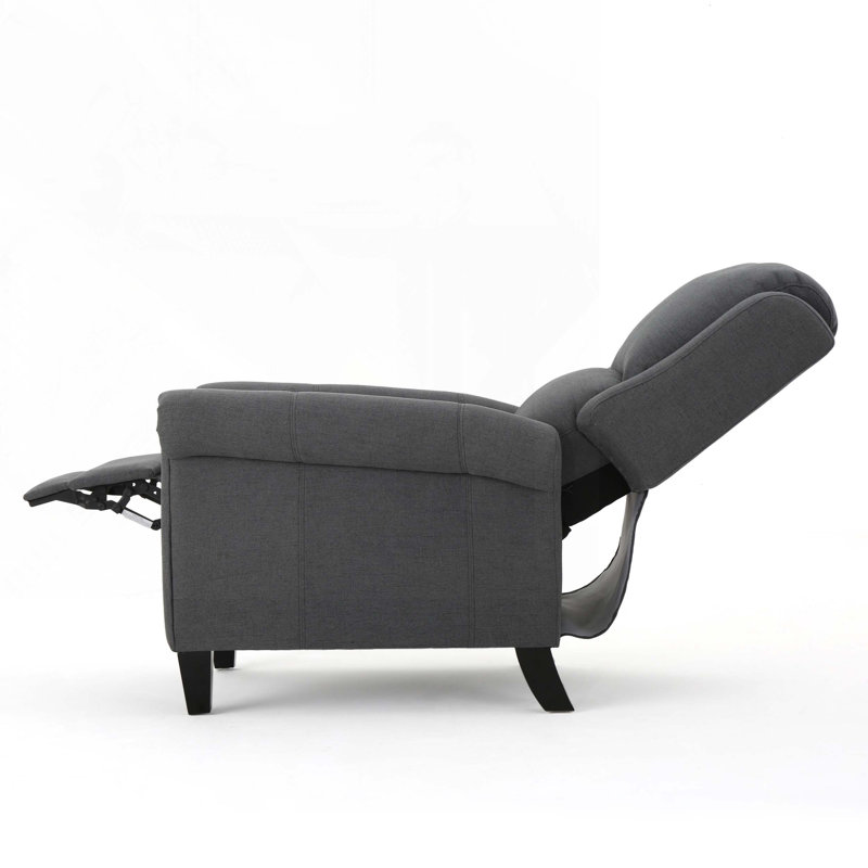 Serina Upholstered Recliner, Charcoal Polyester