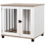 Meuble de niche pour chien, table d'appoint intérieure avec porte verrouillable, pour chiens de petite et moyenne taille, couleur noyer brun