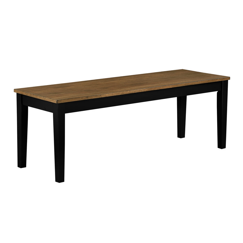 Banc contemporain contemporain à 2 tons, profondeur de produit de 48 po, charge de 250 lb, pour les sièges de salle à manger au fini brun noir moderne, X 16,5 po, 17,5 po, sans dossier