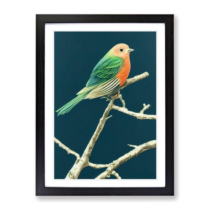 Resting Bird - Single Picture Frame Print, Black, 64cm H x 46cm W x 2cm D