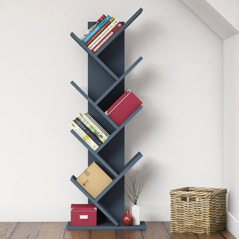 Hitit Tree Bookcase 128.5 cm - Modern Wooden Bookshelf/Tall Freestanding Book Shelf with Multi-Compartment Storage, Decorative Tree Bookshelf for Living Room, Office or Bedroom