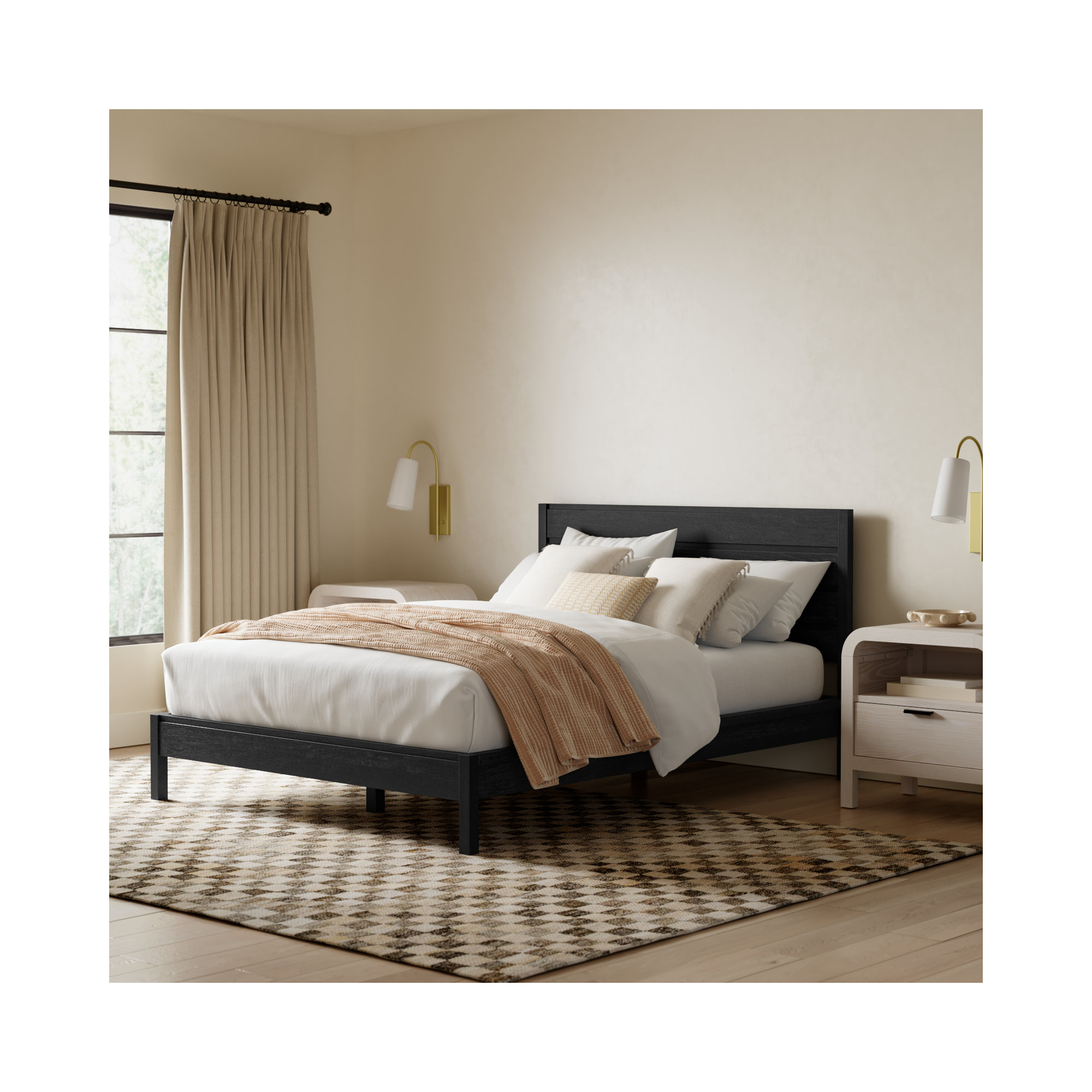 Stills Solid Wood Bed, Black