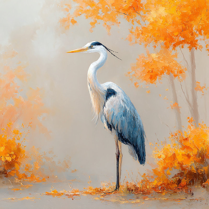Autumn Grove Heron - Wrapped Canvas Wall Art