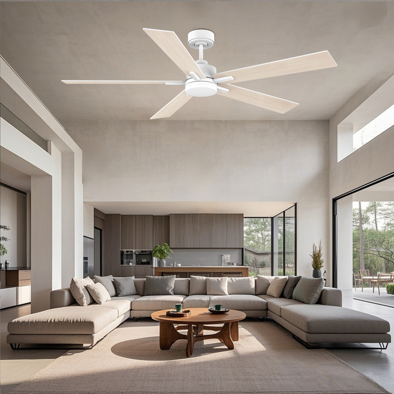 5-Blade Modern Ceiling Fan with Lights, Remote and Alexa Control, Quiet DC Motor, Dimmable, Outdoor Indoor, 60" Wide