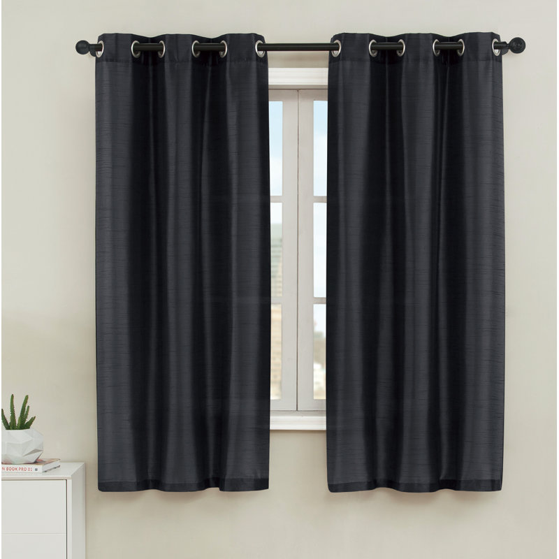 Middleburgh Outdoor Semi Sheer Curtain Pair, 38" W x 63" L, Charcoal