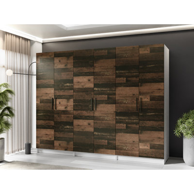 Nisean 6 Door Solid + Manufactured Wood Wardrobe