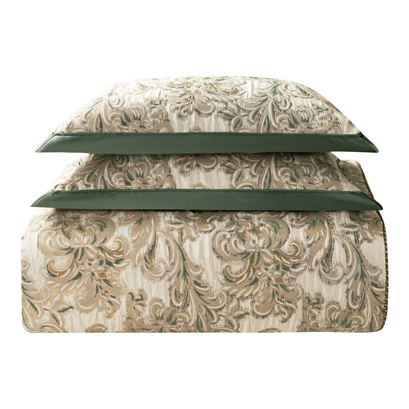 Anora Polyester Jacquard Comforter, Queen Comforter + 2 Standard Shams
