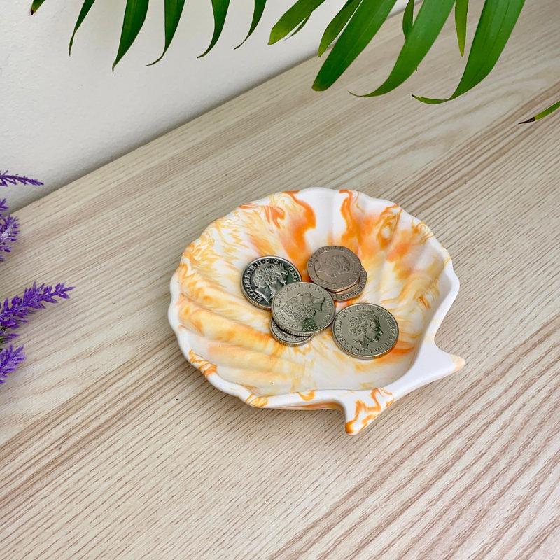 Shell Trinket Tray/ Soap Dish, Orange