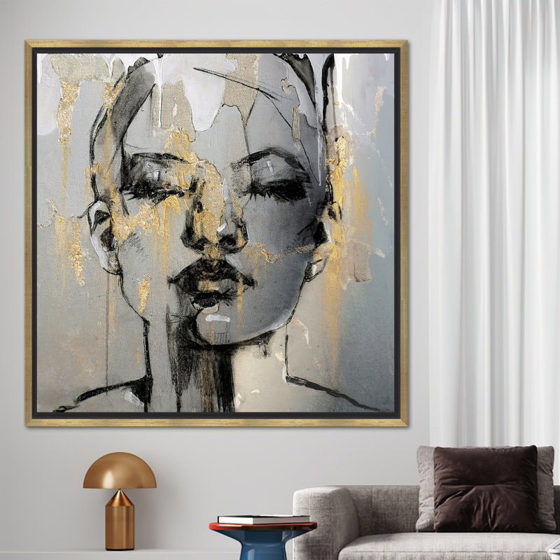 Print on Canvas, Framed Print without Mat, Gold, 30 cm H x 30 cm W