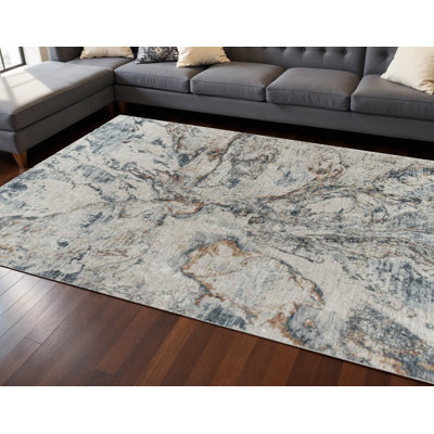 8' X 10' Beige Abstract Power Loom Area Rug