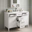 Meuble-lavabo autoportant avec comptoir intégré en composite, tablettes réglables et charnières à fermeture en douceur-470694810