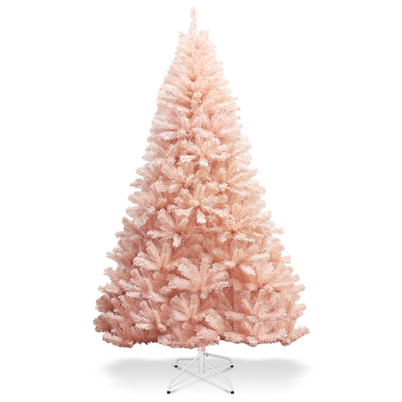 Pink Realistic Artificial Christmas Tree, 6.89ft H x 4.1ft W x 4.1ft D