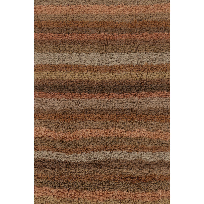 Vintage Tulu Shag Rug In Brown With Colorful Geometric Stripes - Rug & Kilim