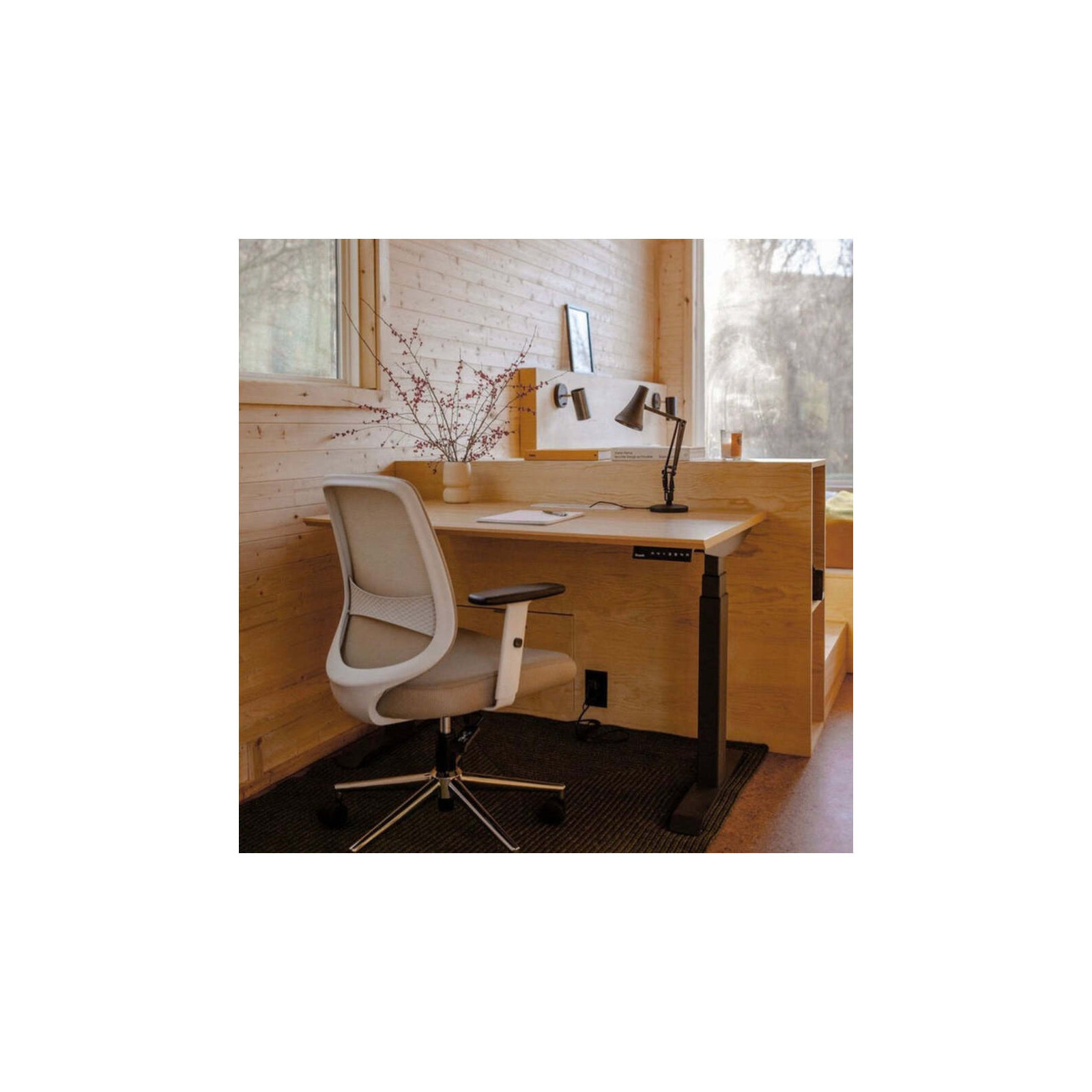Standing Desk, 52" H x 60" W x 30" D, Charcoal, Woodgrain