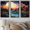 «Sunset Mountain Colorful Horizon II - Sunrises Sunset, ensemble d'art mural sur toile