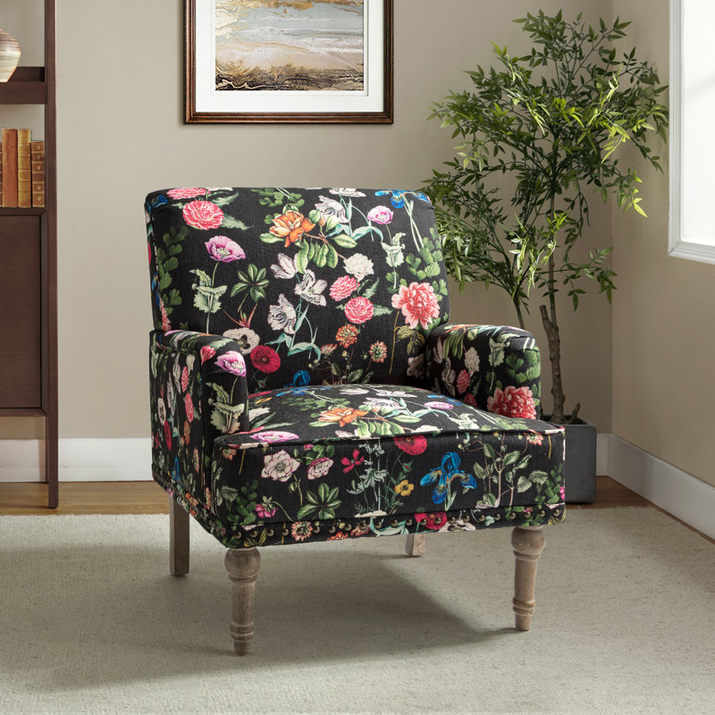 Anacelis 28.7" Wide Polyester Armchair, Black Polyester Blend