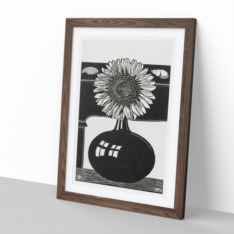 Sunflower by Samuel De Mesquita - Picture Frame Painting, 36cm H x 27cm W x 2cm D, Walnut Framed