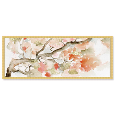 Watercolor Watercolor Blossom Orange Tree Panoramic - Single Picture Frame Painting