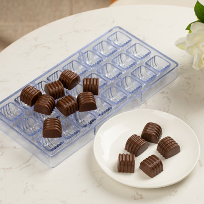 Restaurantware-Pastry Tek 10.8 x 5.3 Inch Dessert Molds, 10 Rigid Cylinder Chocolate Candy Molds - 24 Cavities, Freezer-Safe, Clear Polycarbonate Candy Trays, Dishwasher-Safe, Easy To Release